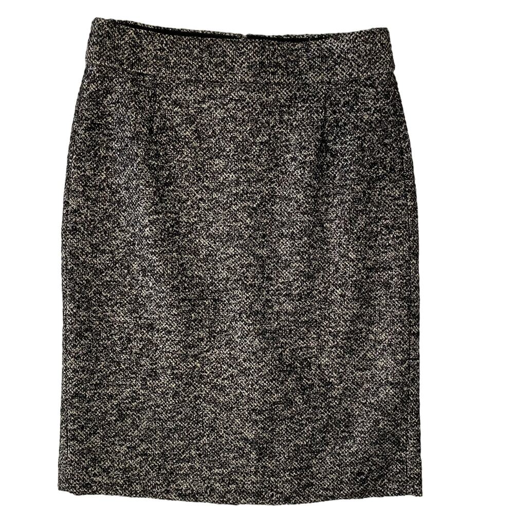 J. Crew Pencil Skirt Wool Blend Black and Silver Womens Size 6
